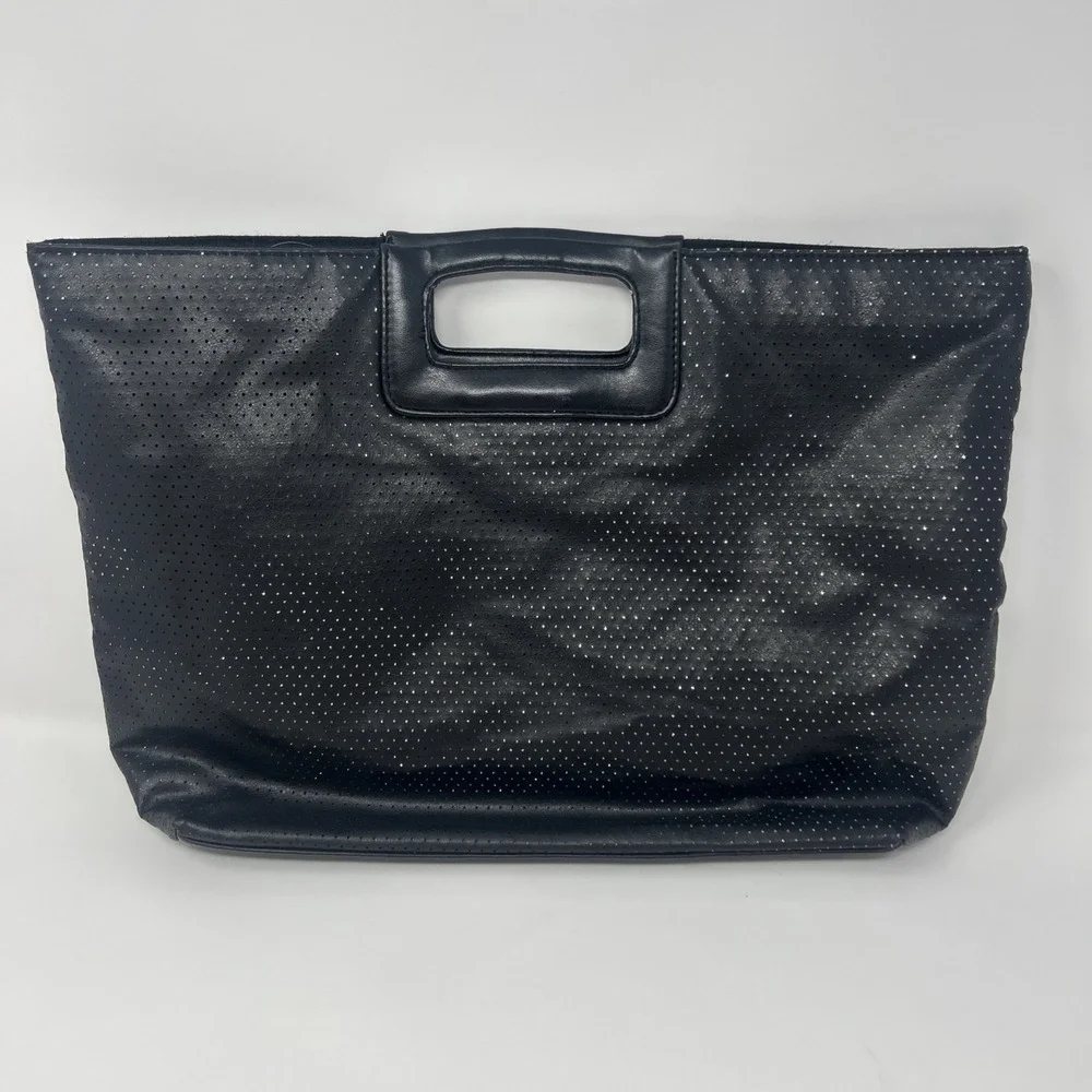 Victoria Secret Clutch Handbag Business Tote with Built in Handle Black Sparkle